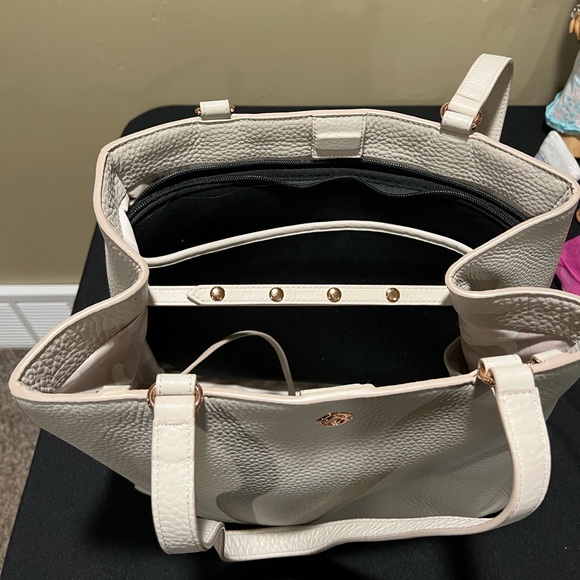 Dagne Dover Cream Pebbled Leather Laptop Tote with Rose Gold Accent - Picture 3 of 8